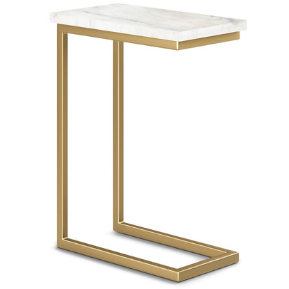 White Marble C Side Table - Compact Laptop Table for Living Room