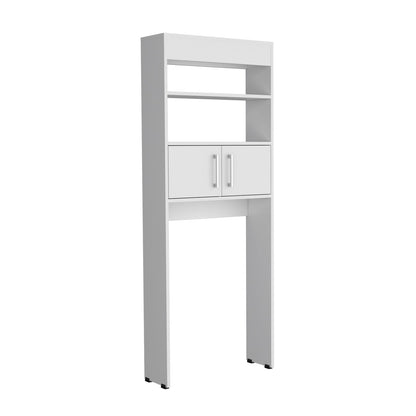 White Over The Toilet Storage Cabinet 63" H - 2 Shelves