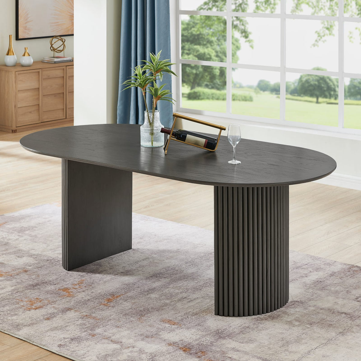 Gray Oak Dining Table Set Seats 6 for Kitchen Dining Rooms