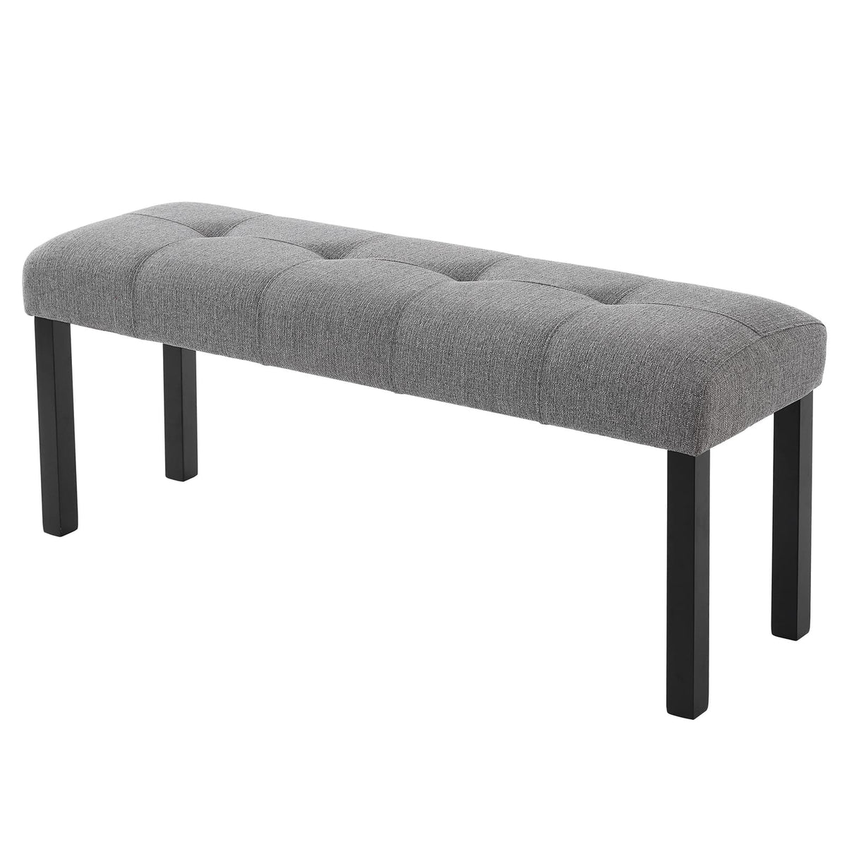 Modern Gray Linen Dining Bench - Farmhouse Entryway Seat