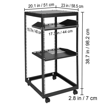20U Server Rack - Black, Adjustable Depth Storage