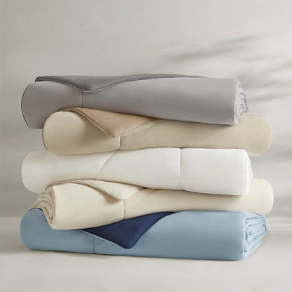 Full/Queen Reversible Tencel Comforter - Blue, Breathable & Cooling
