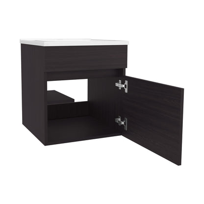 Wenge Bathroom Vanity with Sink - Floating Storage Unit