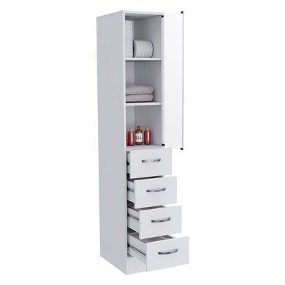 Preston Linen Cabinet - 3 Shelves, 4 Drawers - Bathroom Storage
