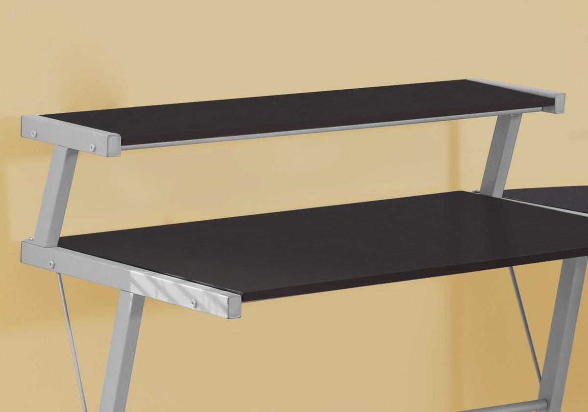 Espresso L-Shaped Computer Desk with Storage Shelf for Home Office