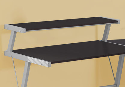 Espresso L-Shaped Computer Desk with Storage Shelf for Home Office