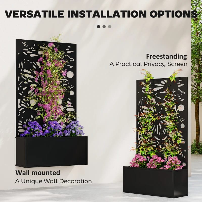 Black Metal Garden Planter for Patio or Poolside