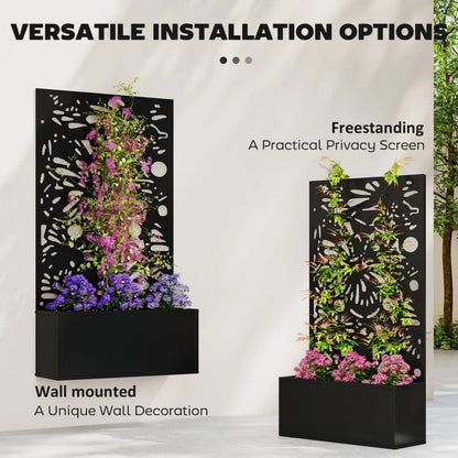 Black Metal Garden Planter for Patio or Poolside