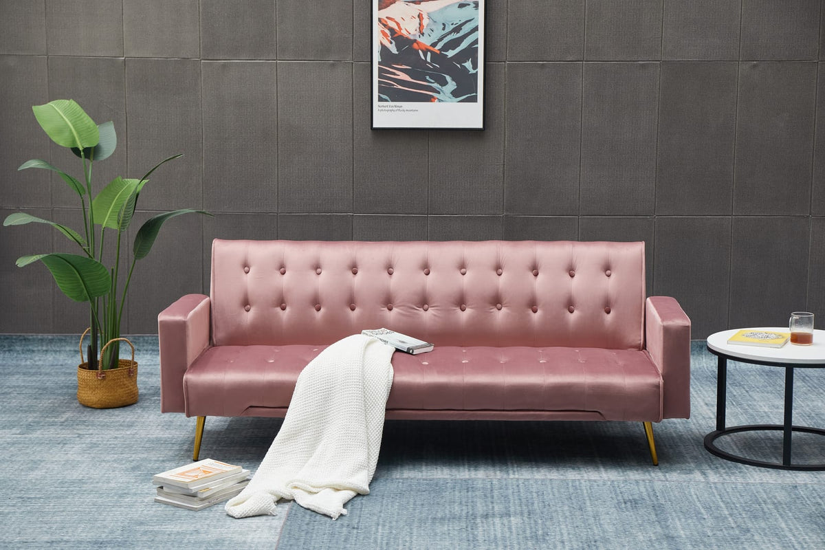 3 Seat Rose Velvet Sofa Bed - Small Living Room
