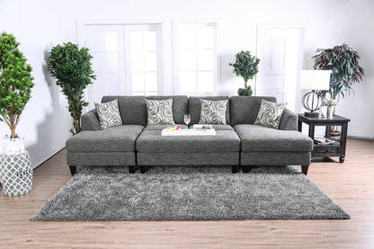 Contemporary Gray Chenille Ottoman - Plush Living Room Accent