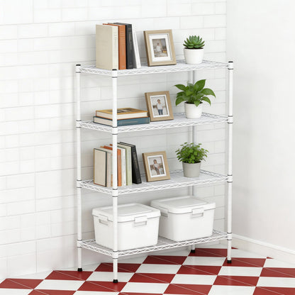 4 Tier Metal Etagere Shelf - White Display Storage for Living Room