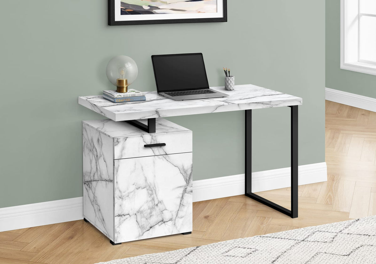 Computer Desk, White Home Office Desk with Storage Drawers - 48"L
