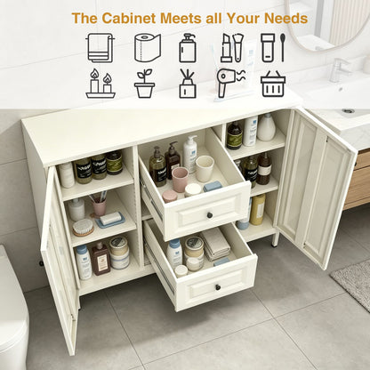 47.24" Beige Steel Storage Cabinet with Drawers & Shelves