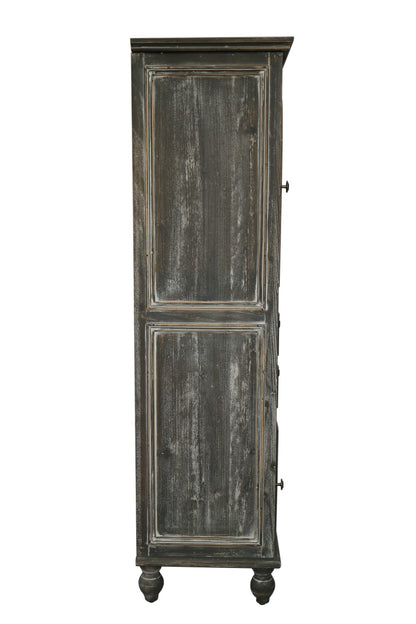 Living Room Black & Gray Farmhouse Accent Chest Tall Narrow Storage Cabinet for