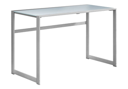Silver Tempered Glass Desk - 48" Laptop Workstation