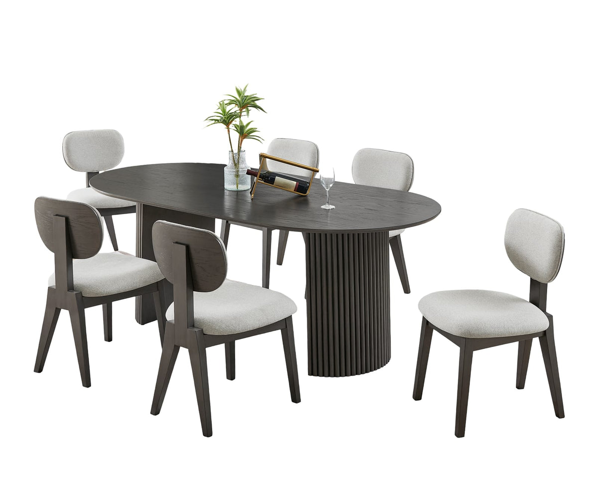 Gray Oak Dining Table Set Seats 6 for Kitchen Dining Rooms
