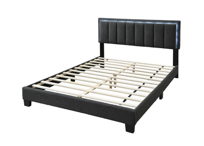 Queen Size Wool Upholstered Bed Frame - Charcoal Gray Modern