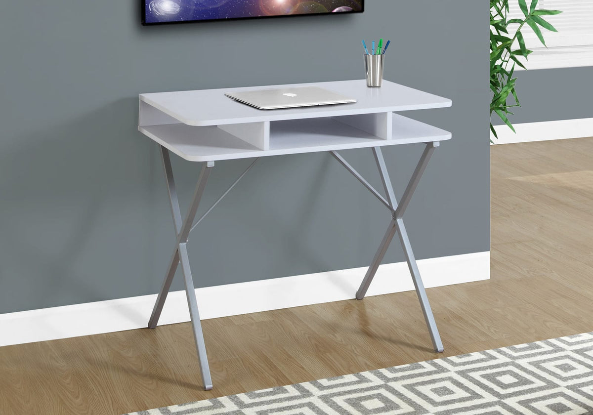 White Computer Desk with Storage Shelves - 31"L Office Desk for Home Office