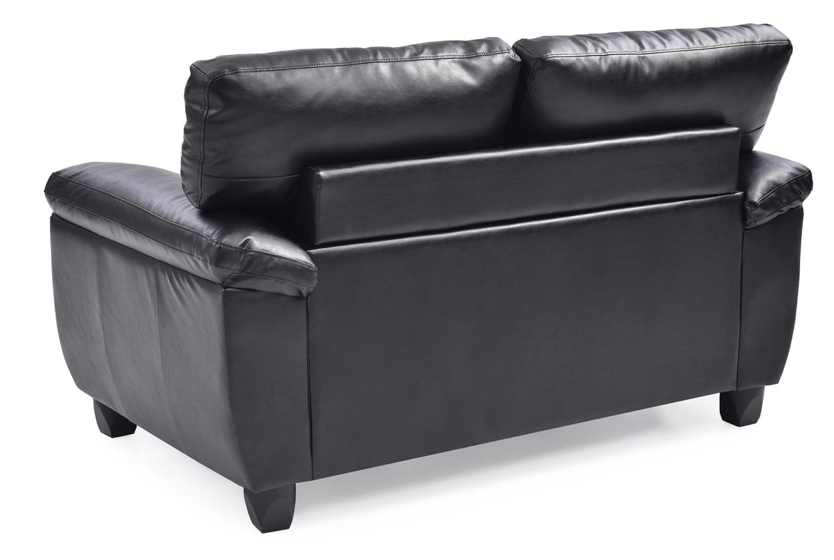 Sleek Black Loveseat - Contemporary Style, Foam Filled