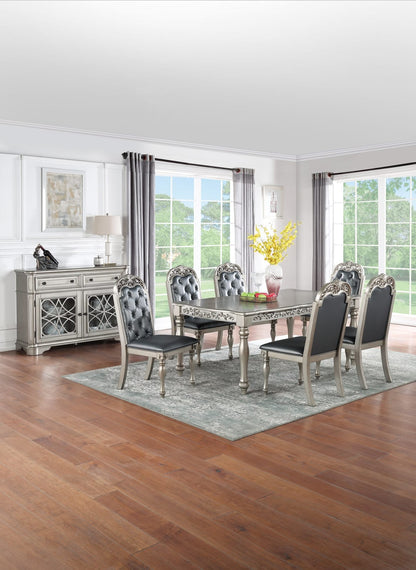 Gray Rectangular Dining Table with 6 Chairs