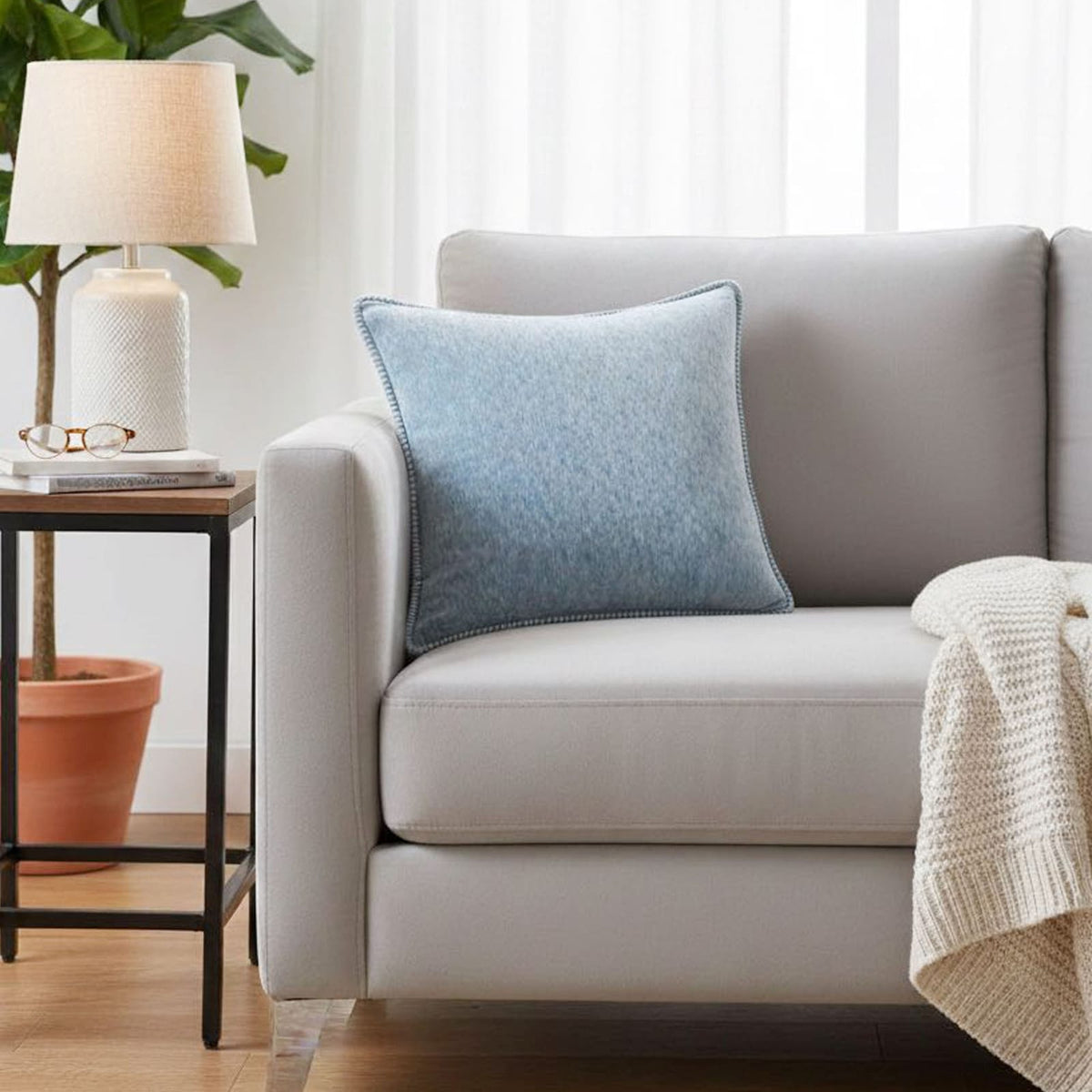 Textured Throw Pillow Set of 2 - Sky Blue Polyester