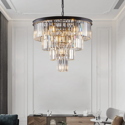 Black Crystal Chandelier - Luxury Living Room Lighting