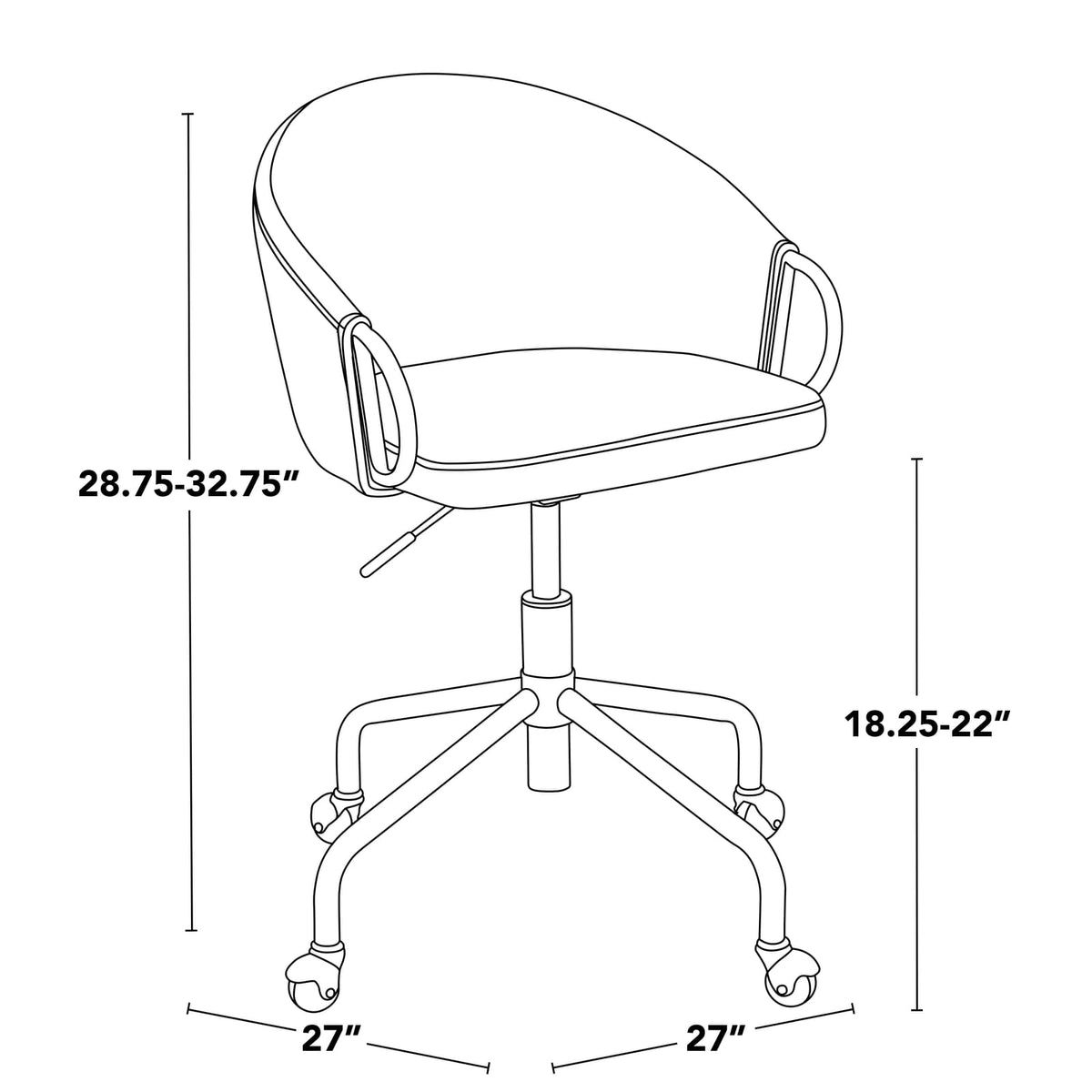 Gold Velvet Dining Chair - Adjustable Swivel Task Chair