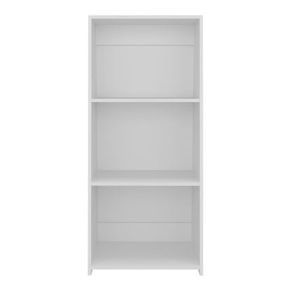 White Engineered Wood Bookshelf - 3 Shelves for Living Room