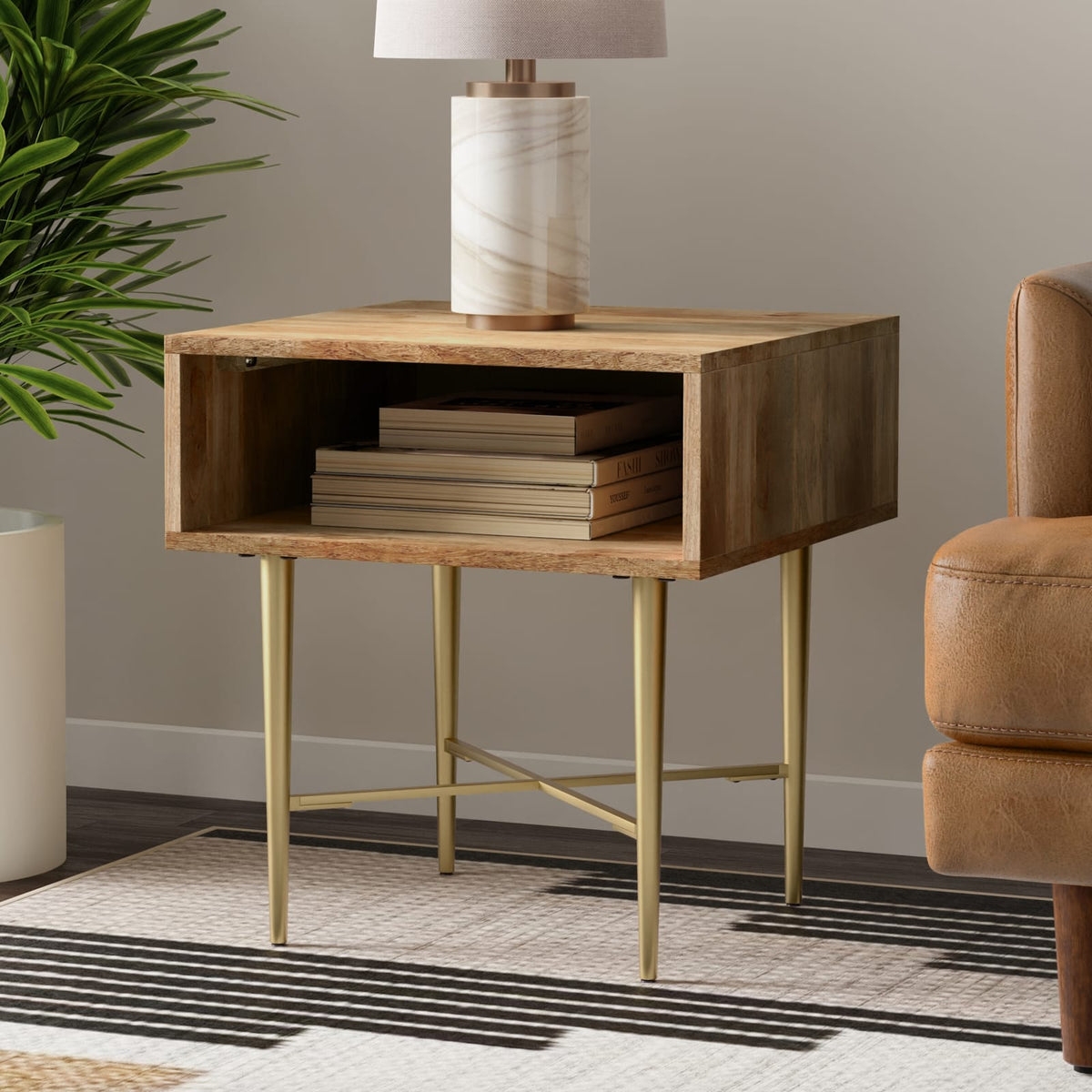 Natural Mango Wood End Table - 20" x 20"