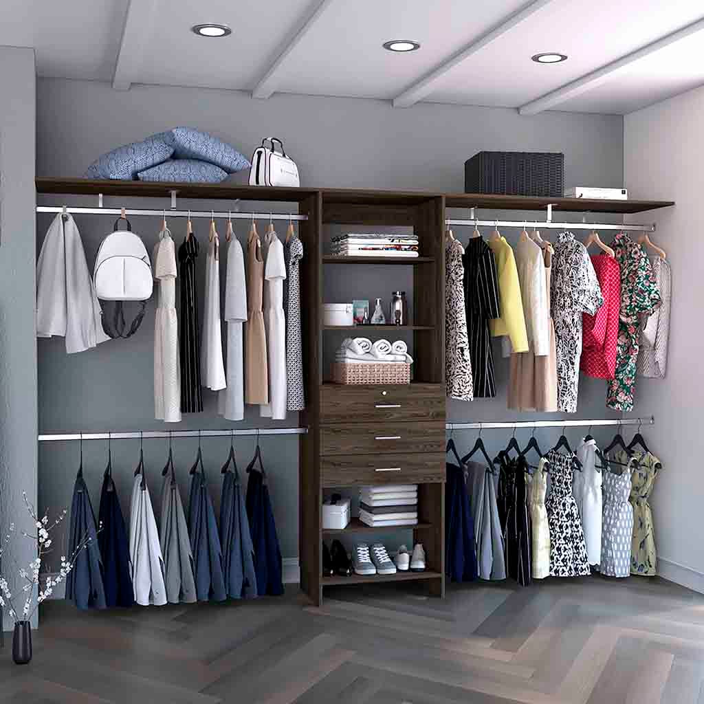 Black & Dark Walnut Bedroom Storage System - Full & Half Size