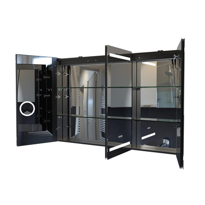 53 Inch Black Medicine Cabinet with Mirror & LED Light