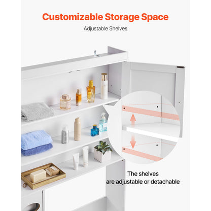Over the Toilet Storage Cabinet - White, 67.4" H - Particle Board
