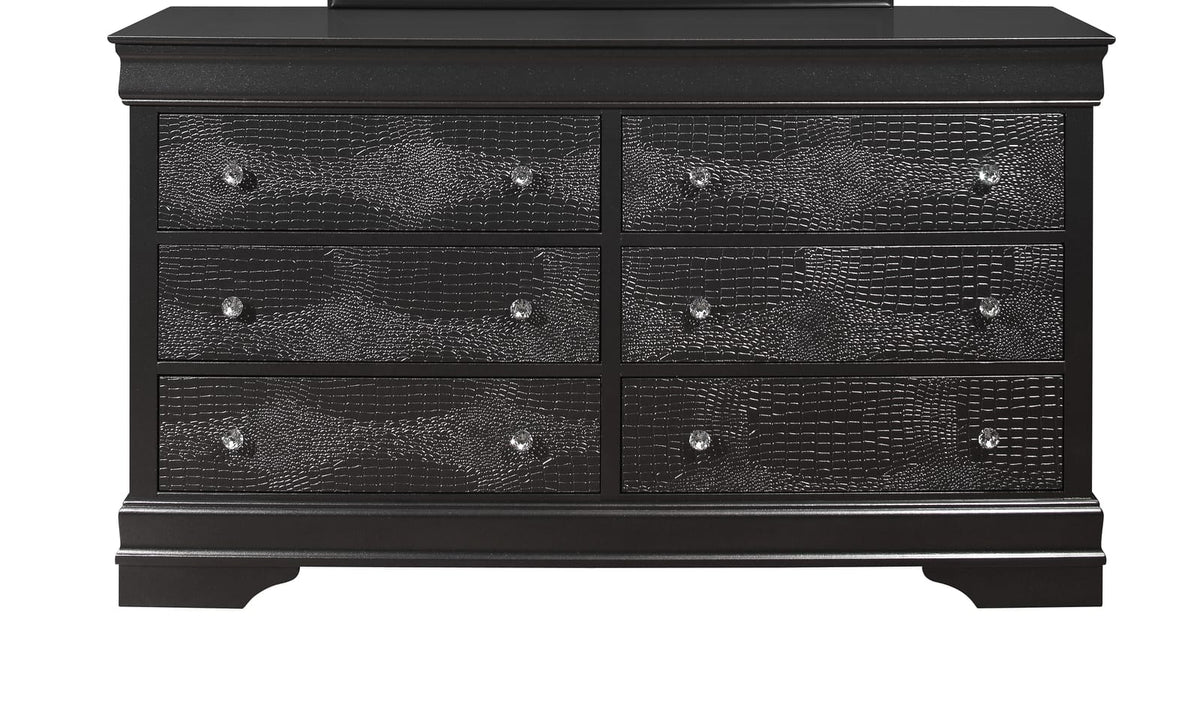 Grey Metallic Wood Dresser - 58.19" Wide Bedroom Storage