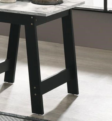 Black End Table with Marble Top - 19" Height