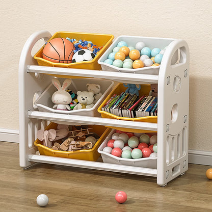 Yellow HDPE Kids Toy Storage Organizer - 6 Bins