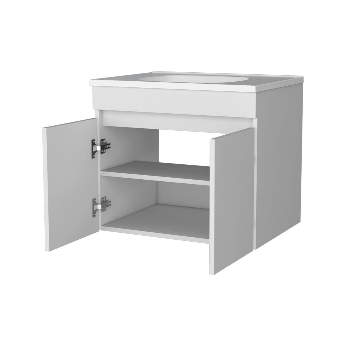 White Particle Board Bathroom Vanity with Storage for Renovation
