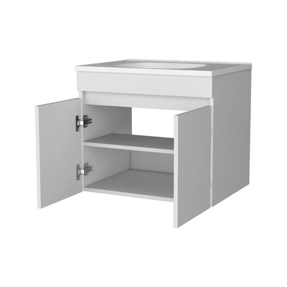 White Particle Board Bathroom Vanity with Storage for Renovation
