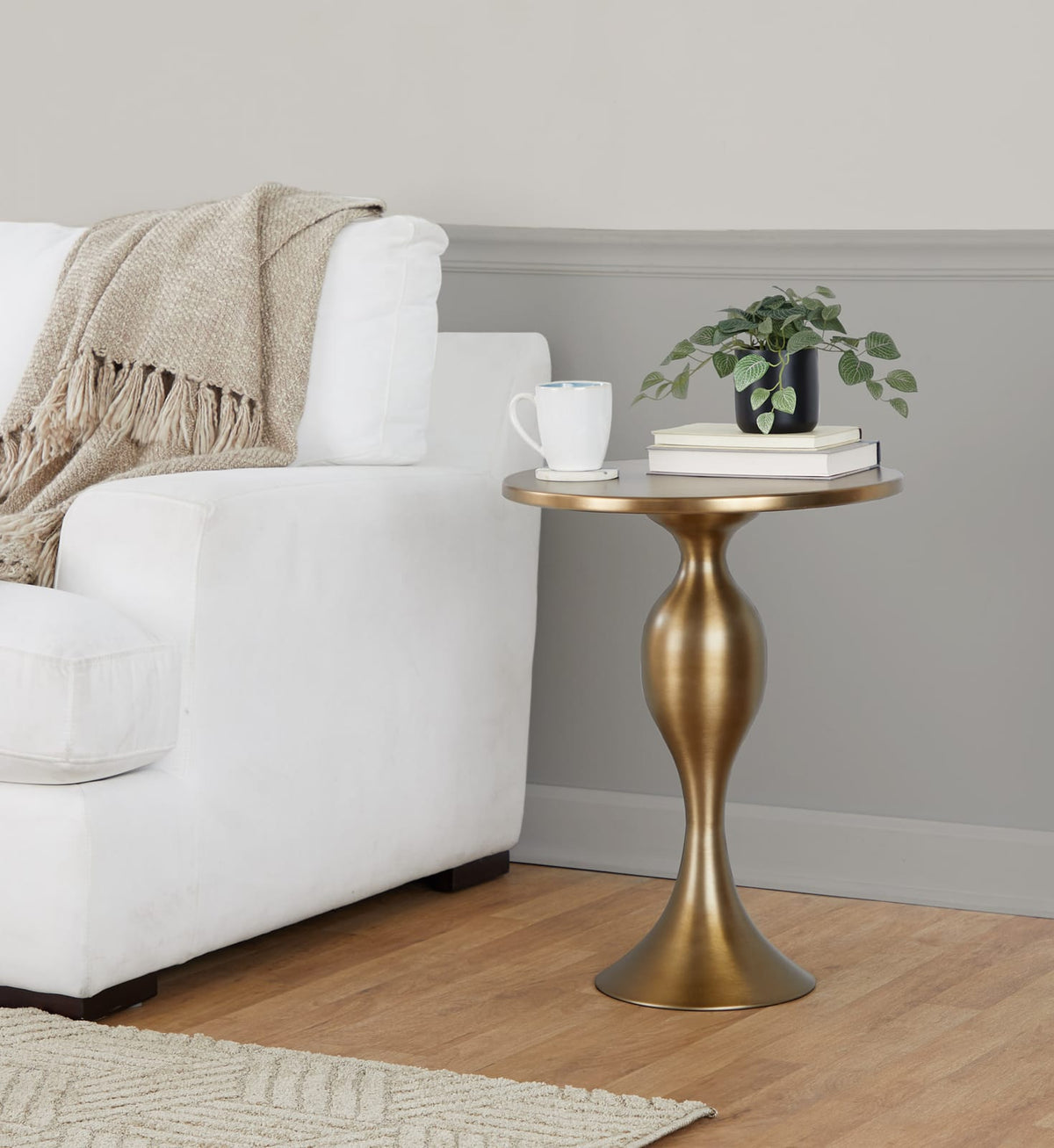 Bronze Metal Accent Table - 19" Round Top for Living Room