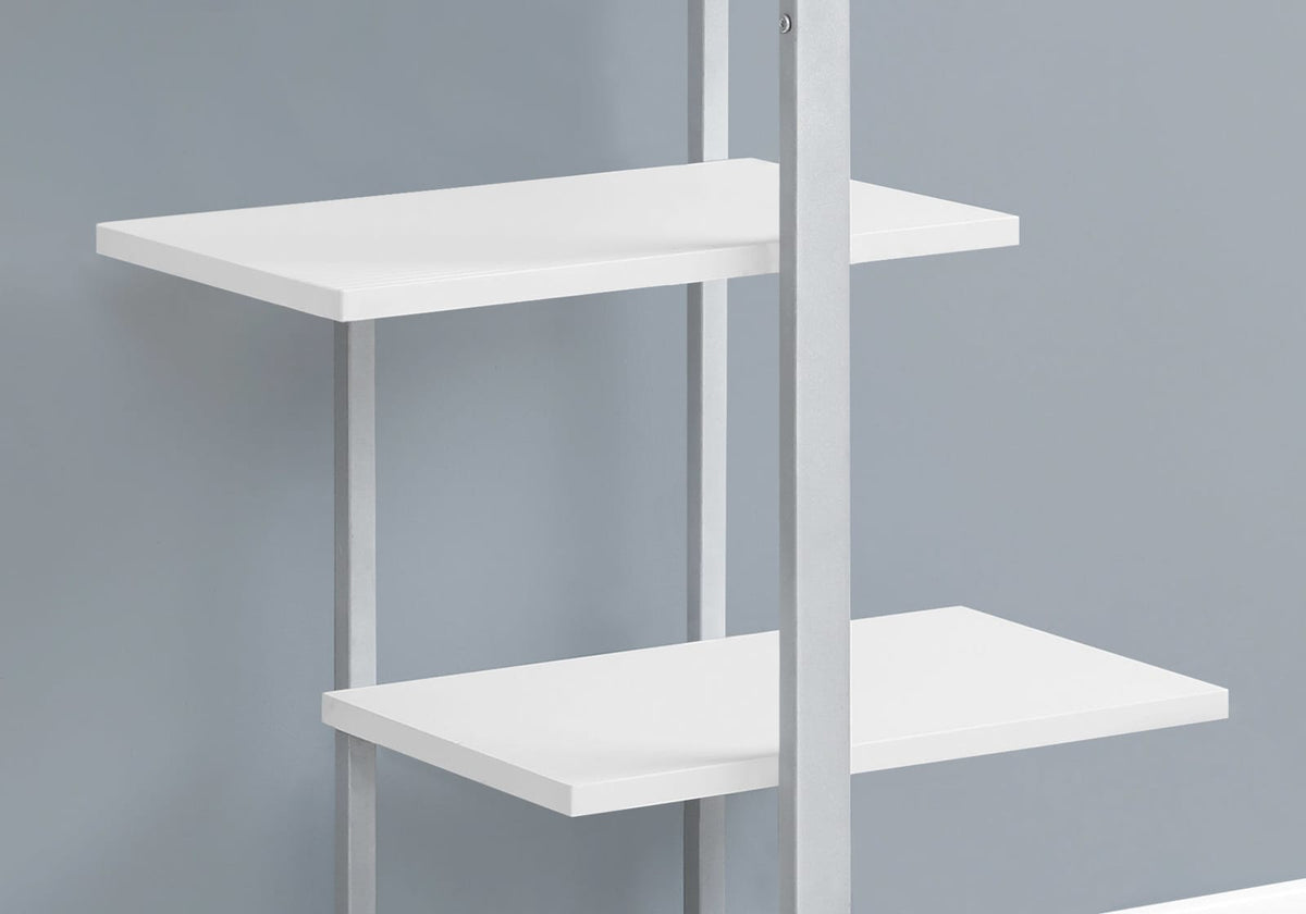 White Zig-Zag Bookshelf - 5 Tier Display Unit for Living Room