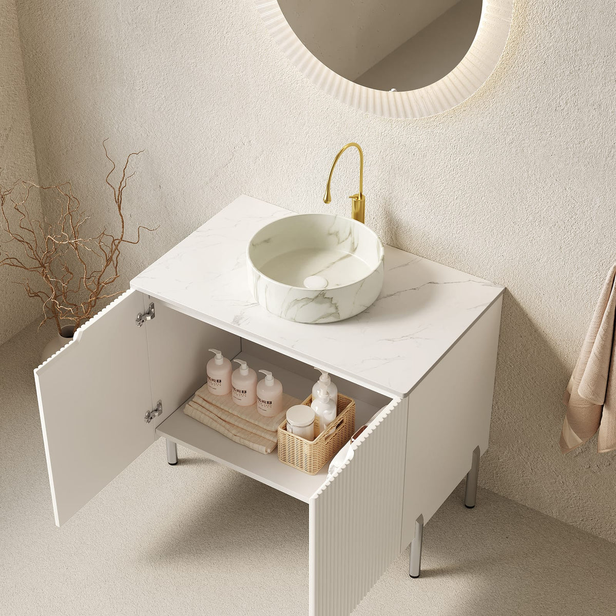 30 inch Scandinavian Bathroom Vanity with Storage Cabinet