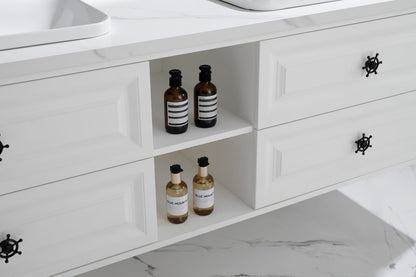 White Wall Mounted Bathroom Vanity Cabinet - 96" Storage