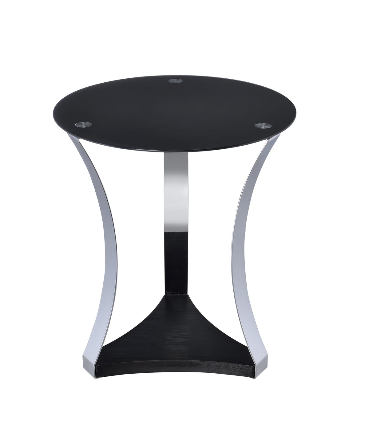 Black Glass Round End Table - 18 Inch Diameter