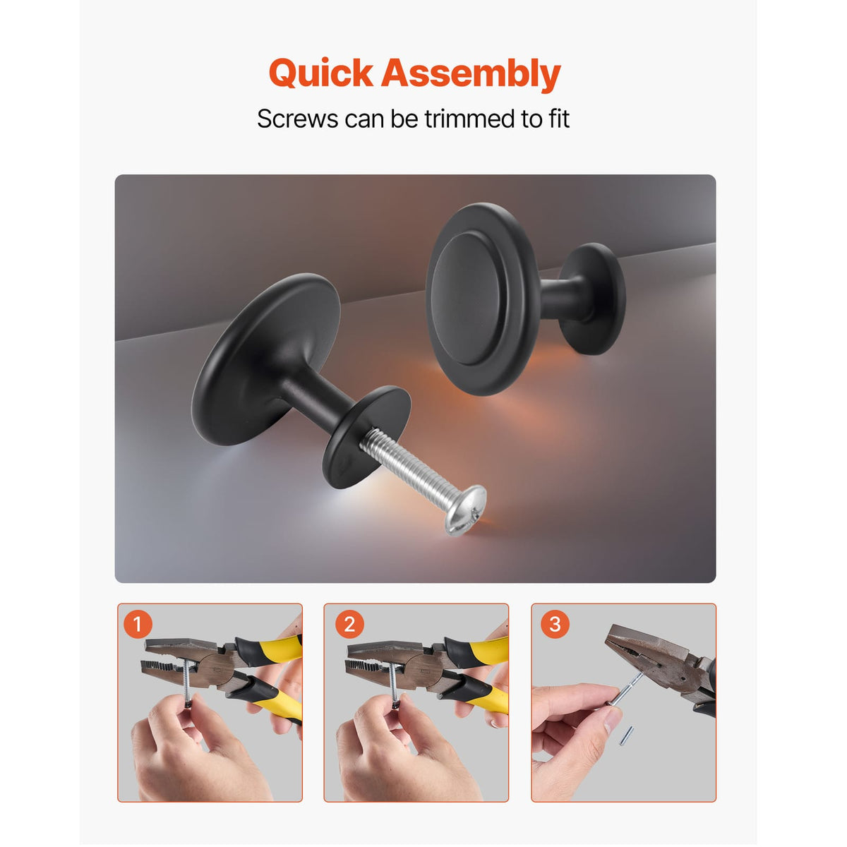 Black Zinc Drawer Knobs - 30 Pack Cabinet Pulls & Handles
