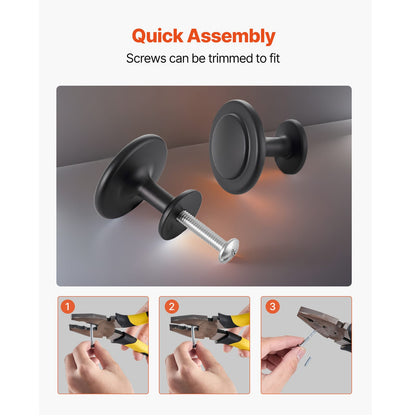 Black Zinc Drawer Knobs - 30 Pack Cabinet Pulls & Handles