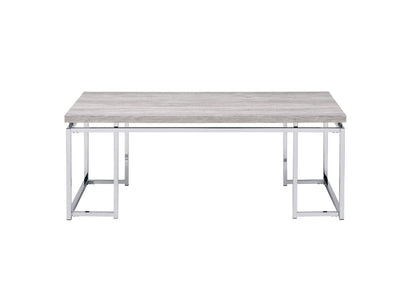 Oak Rectangular Coffee Table - Modern Wood Metal Base