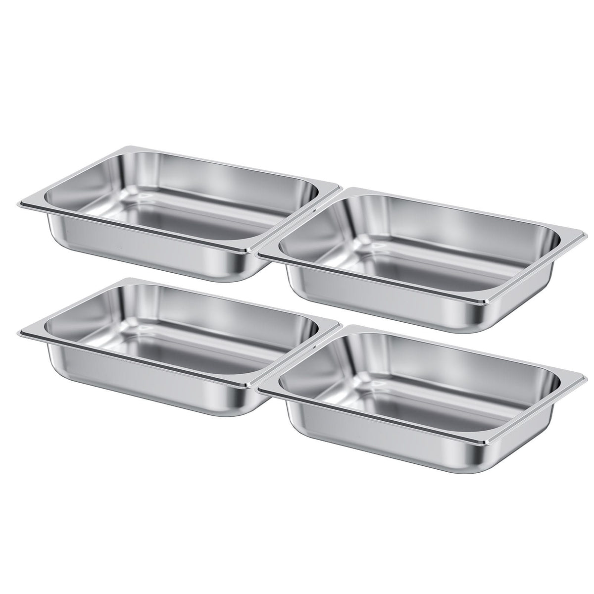 4 Pack Stainless Steam Hotel Pan - 1/2 Size Table Steam Pan, 2.5 Inch Deep