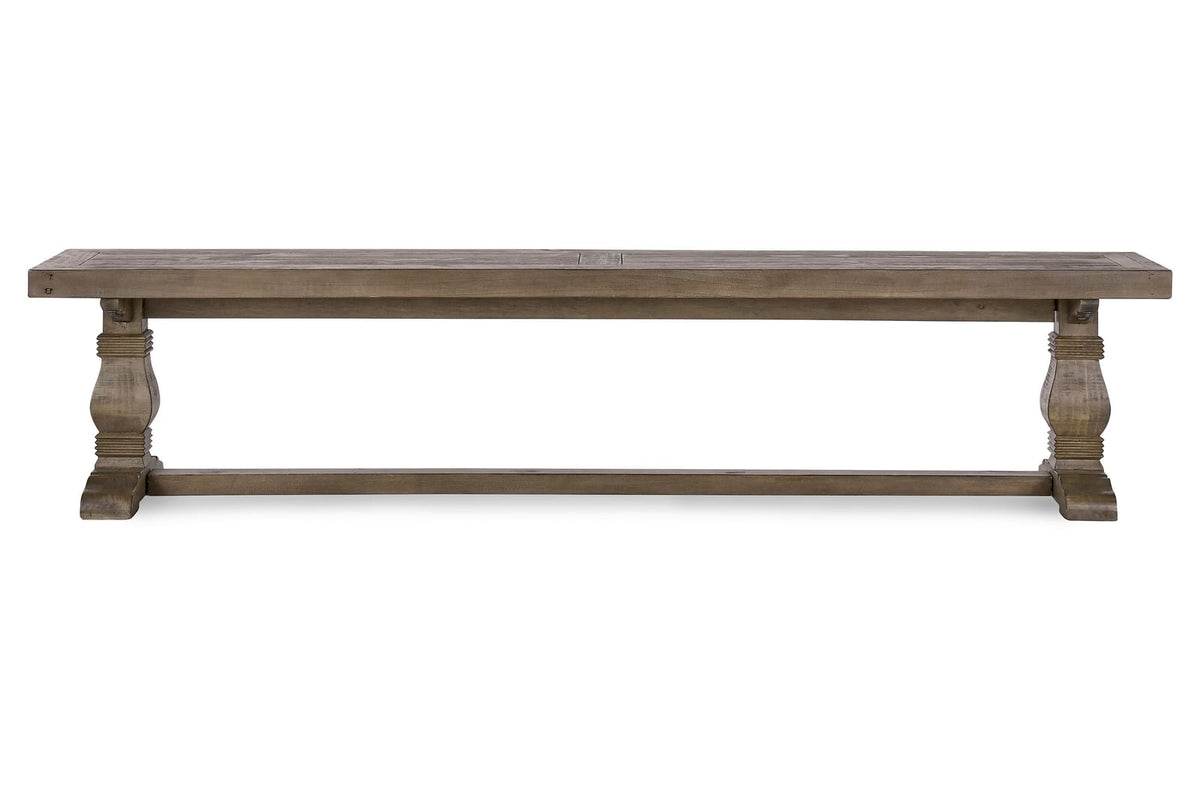 Distressed Brown Pine Dining Bench - Seats 4