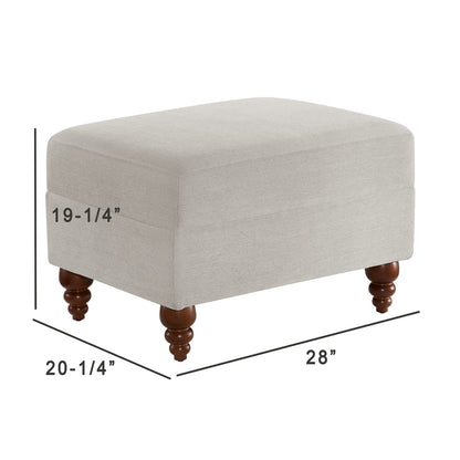 Beige Grey Polyester Ottoman - 28" Rectangle