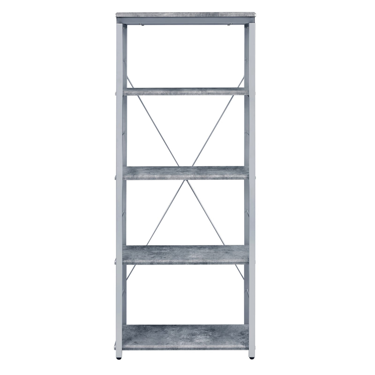 Contemporary Wood Metal 4 Shelf Display Bookshelf for Living Room