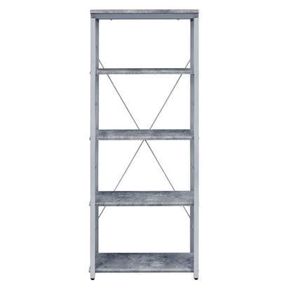 Contemporary Wood Metal 4 Shelf Display Bookshelf for Living Room